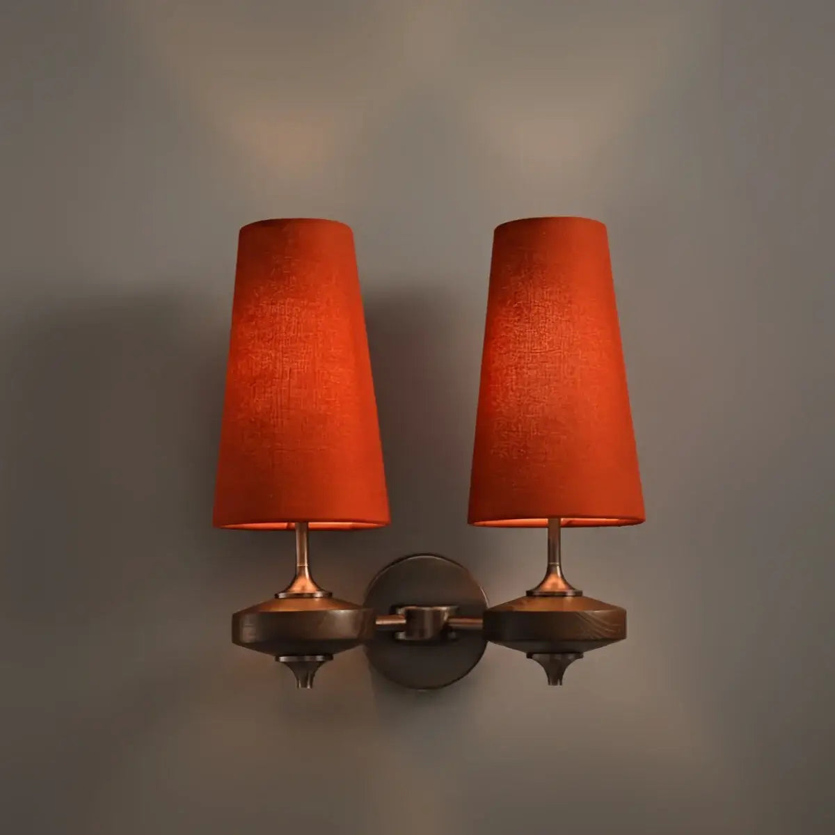 Mid-Century Wall Sconce – Fabric Shade and Wood Wall Light